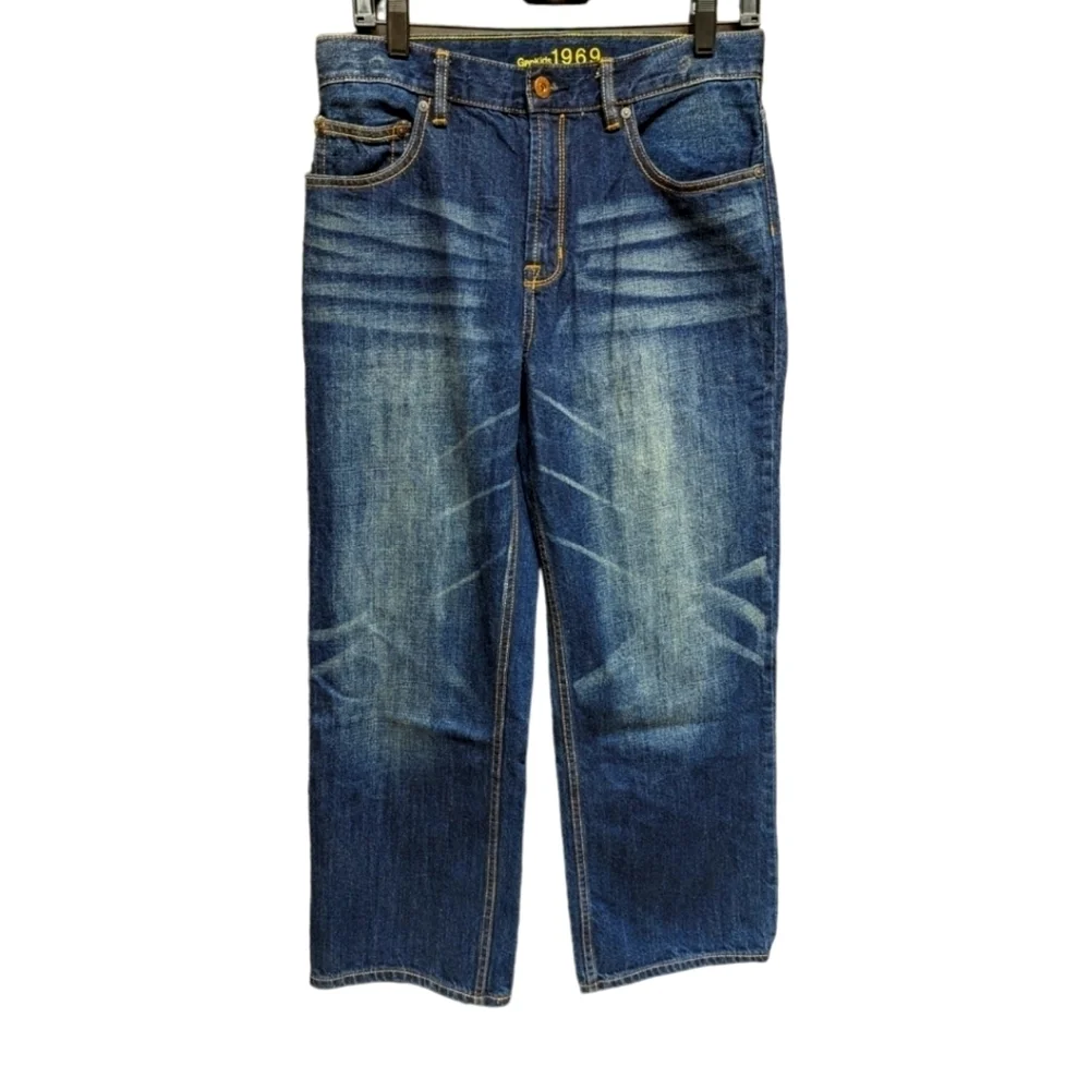 GapKids 1969 Loose Krunch Adjustable Waist Dark Wash Denim Jeans‎ Size 12 Husky
